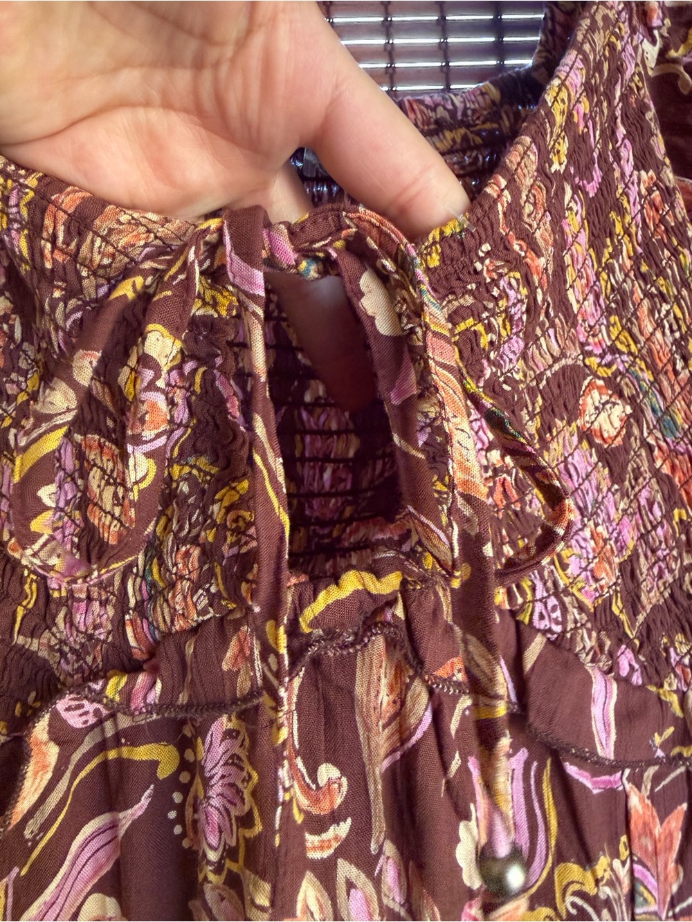 Vintage Angie Autumn Petals Brown Floral Boho Maxi Dress Size Small NWOT - Picture 4 of 10